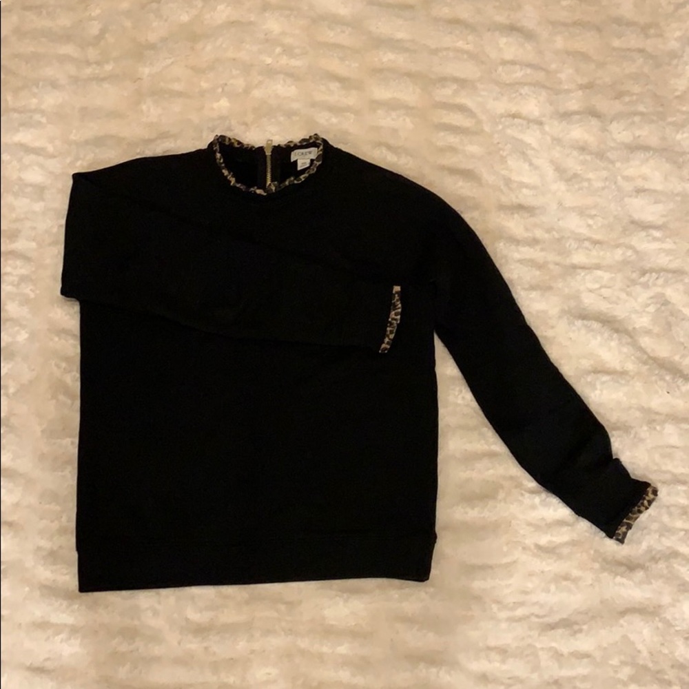 J Crew woven ruffle neck pullover